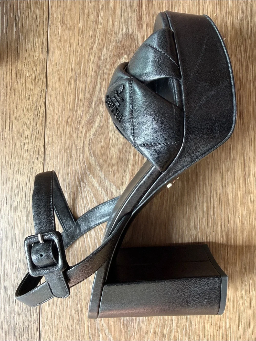 Prada Black Quilted Leather Platform Sandals